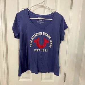 True Religion Brand Jeans rhinestone Logo Tee Women’s XL